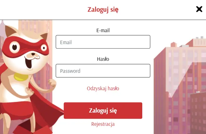 Formularz logowania do SuperCat Casino