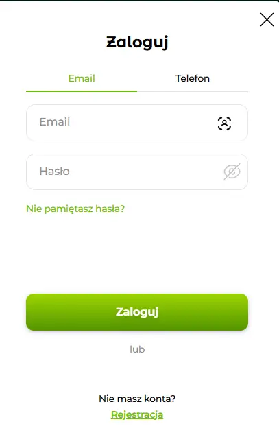 Formularz logowania do Verde Casino